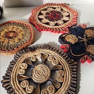 SOLD 🏷 Set of 4 Wicker Trivets